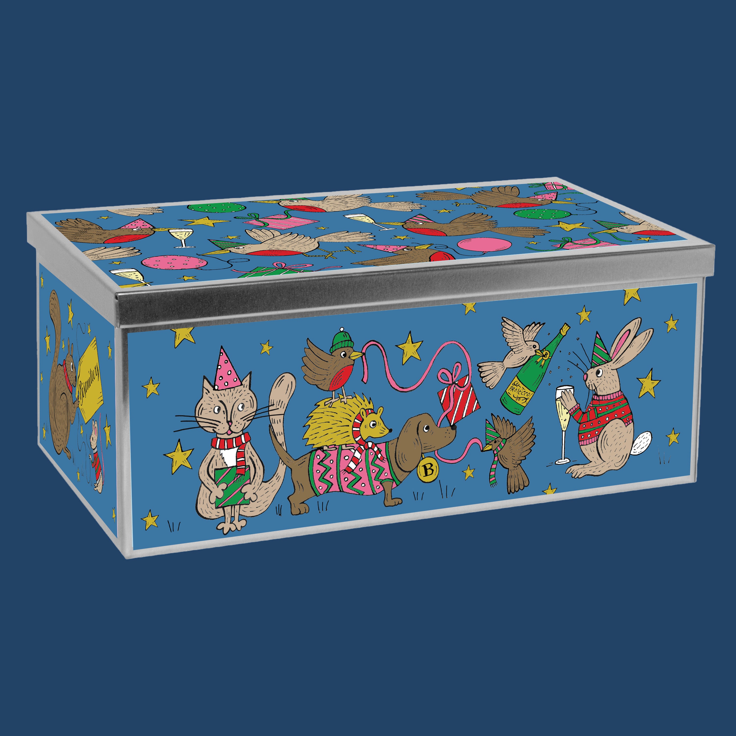 Christmas Party Animals Biscuit Tin