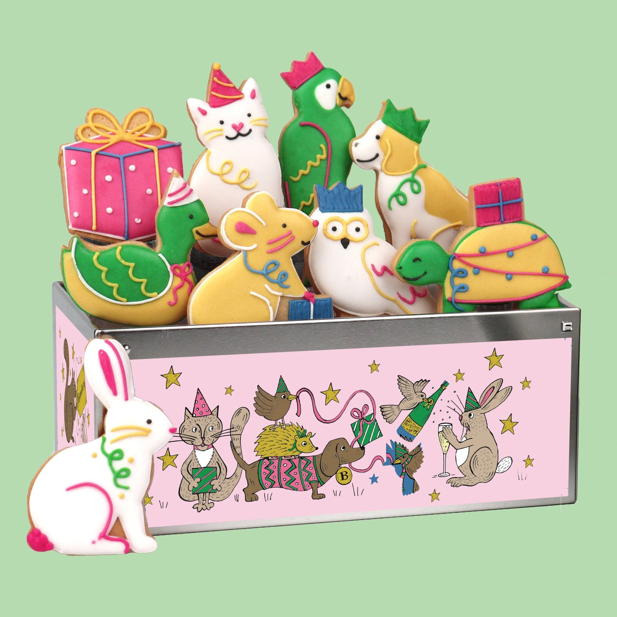 Birthday Party Animals Biscuit Tin - Biscuiteers