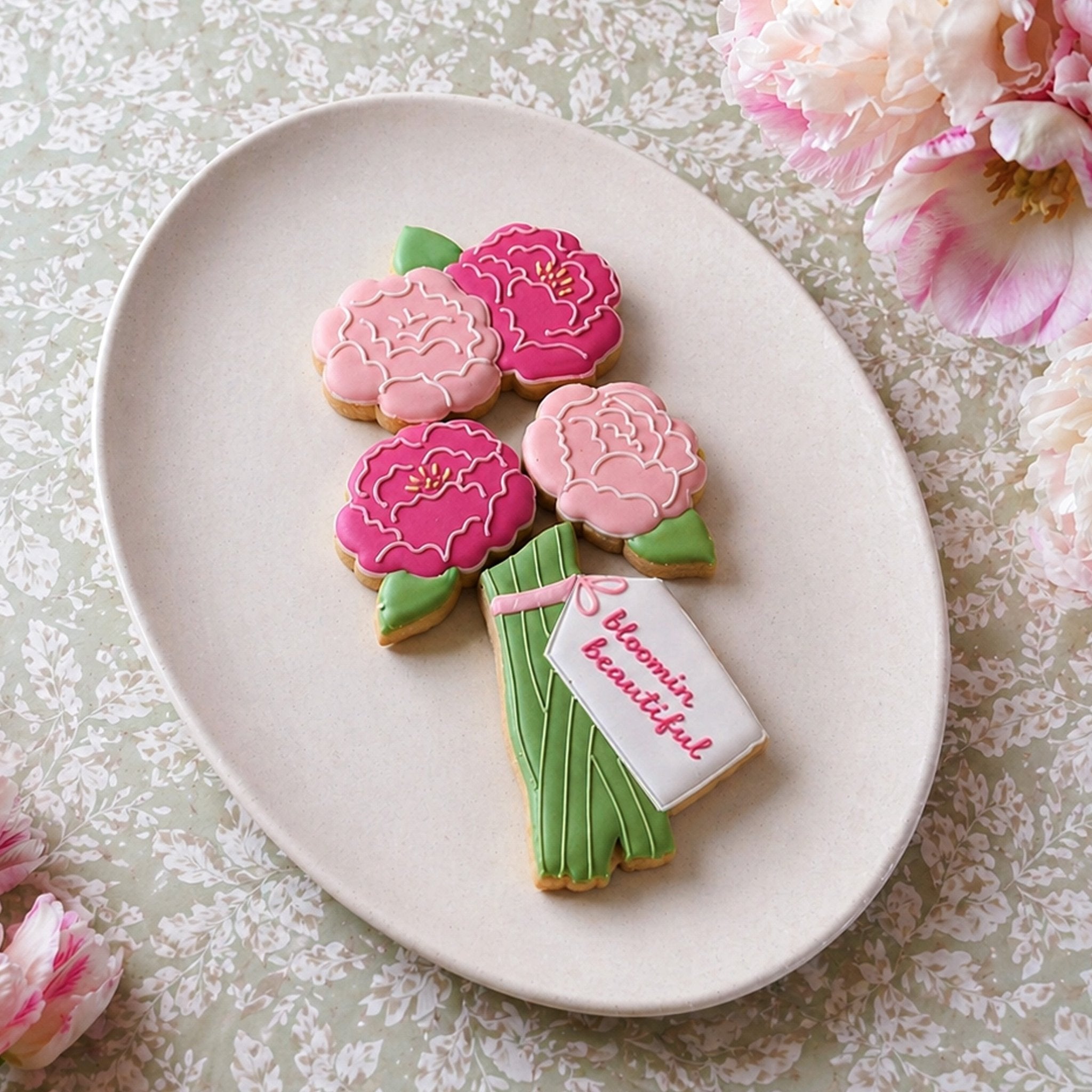 Bunch Of Peonies Letterbox Biscuits - Biscuiteers