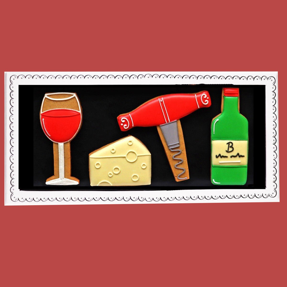 Cheese And Wine Letterbox Biscuits - Biscuiteers