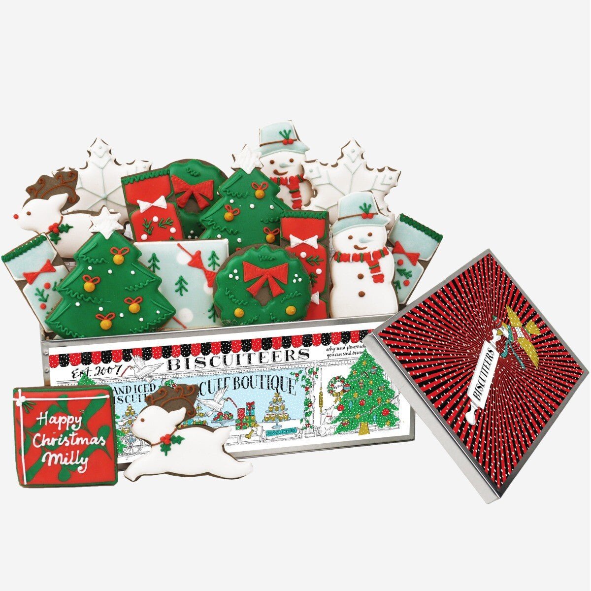 Chocolate Happy Christmas Luxe Biscuit Tin - Biscuiteers