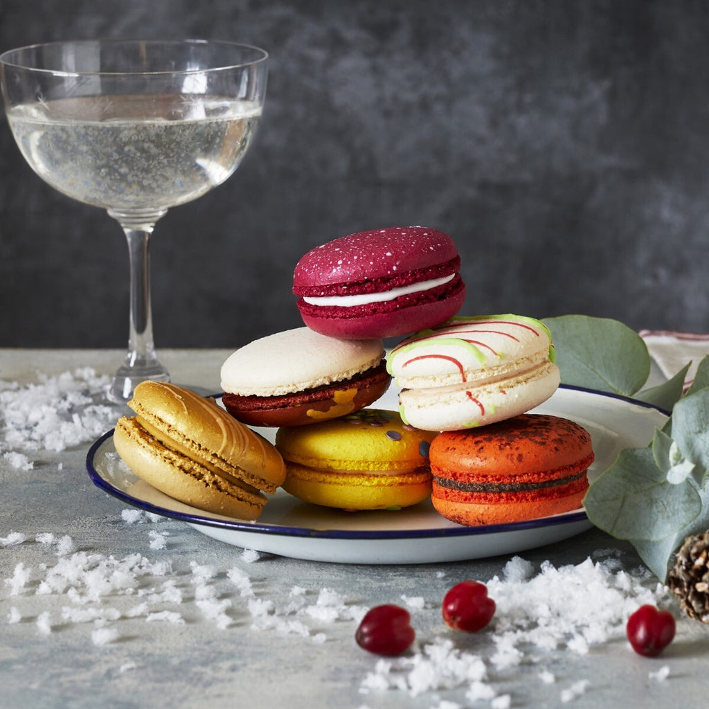 Hand-iced Medium Tin Happy Christmas Chocolates, perfect personalised gift, festive biscuit tin for holiday celebrations.