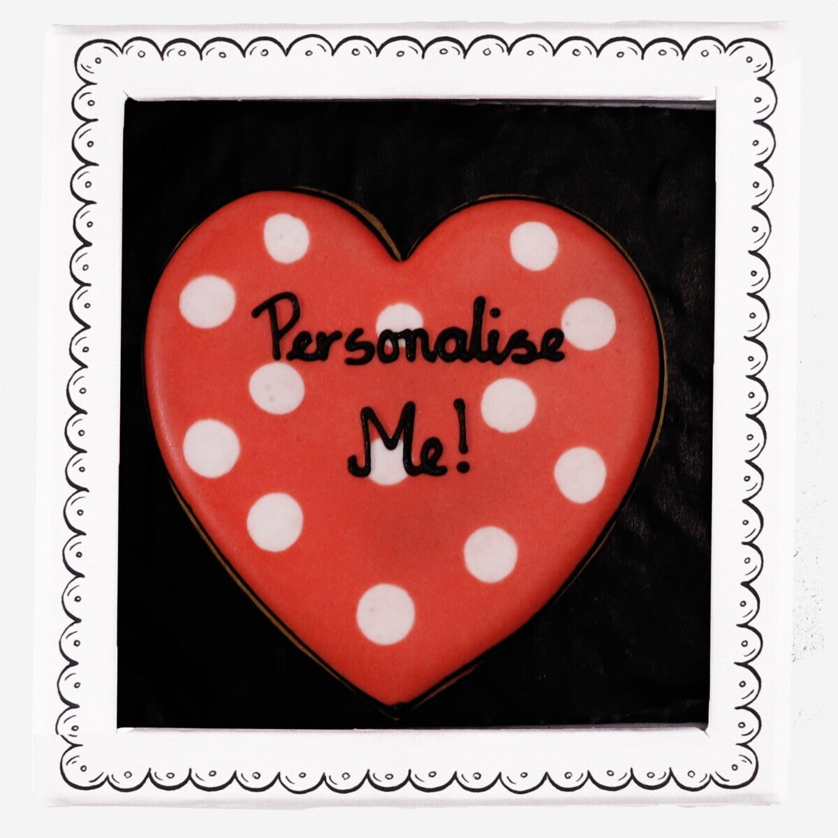Hand-iced personalised heart biscuit, perfect birthday gift, beautifully presented in a biscuit tin.