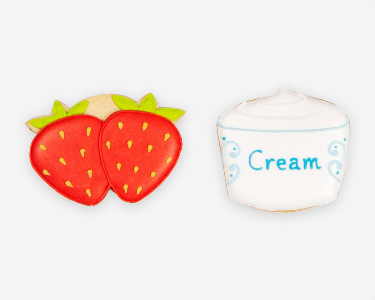 Hand-iced Strawberries and Cream Mini Gift Box, perfect personalised birthday gift, biscuit tin with delightful designs.