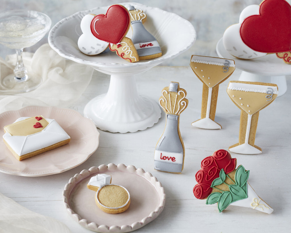 Engagement Luxury Gift Box with hand-iced biscuits, perfect personalised gift for newly engaged couples.