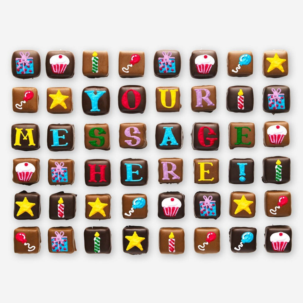 Giant Tin Personalised Happy Birthday Chocolates - Biscuiteers