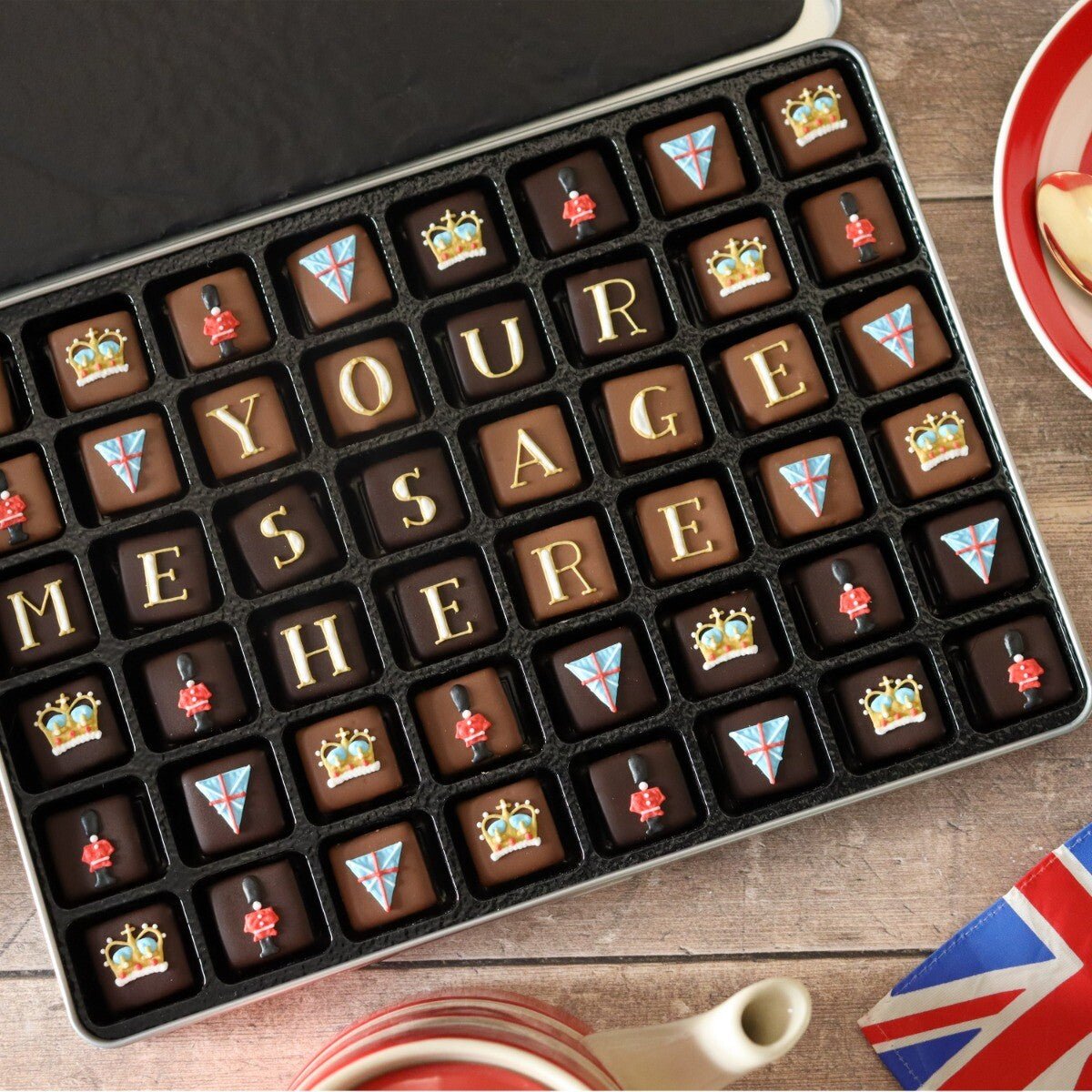 Giant Tin Personalised Royal Chocolates - Biscuiteers