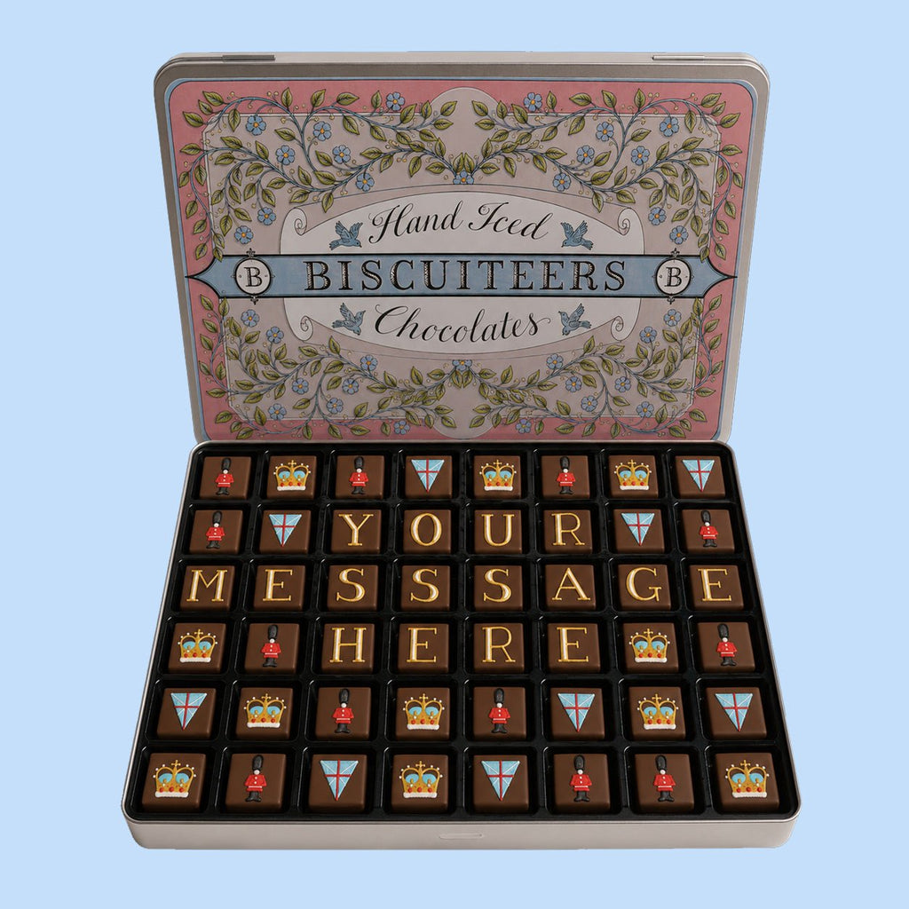 Giant Tin Personalised Royal Chocolates - Biscuiteers