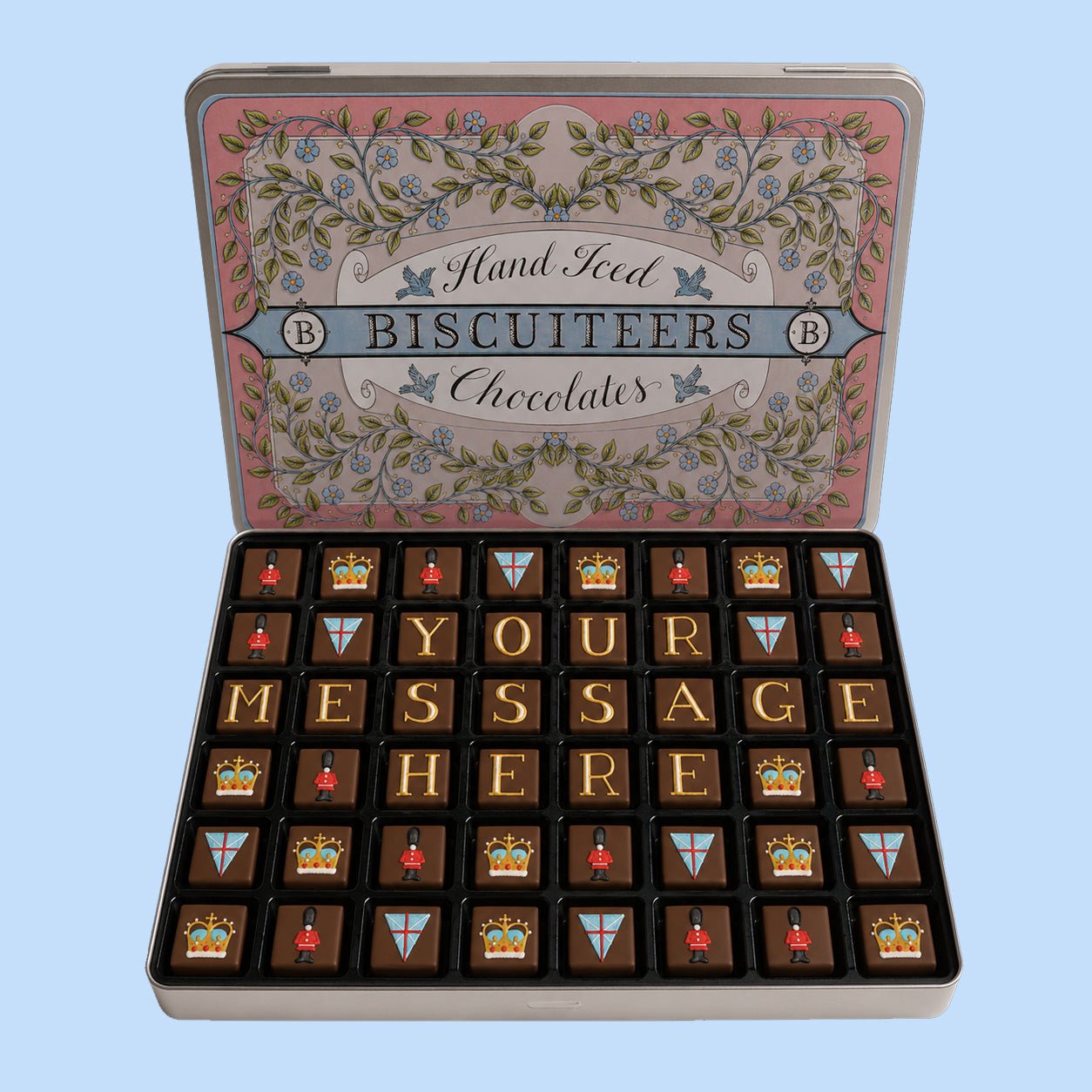 Giant Tin Personalised Royal Chocolates - Biscuiteers