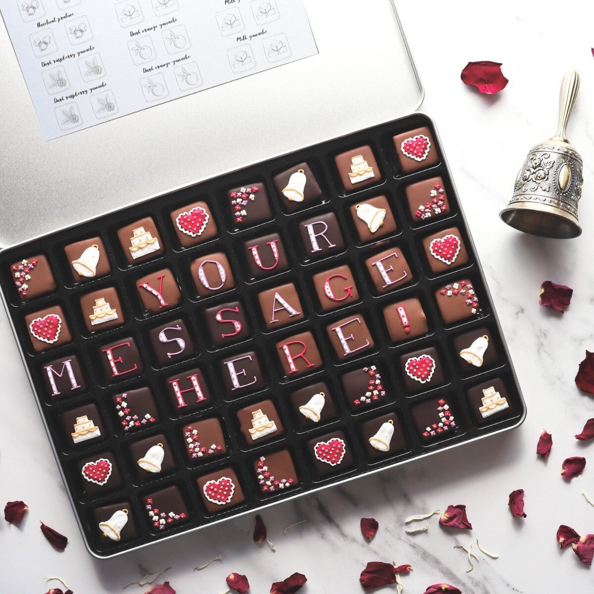 Giant Tin Personalised Wedding Chocolates - Biscuiteers