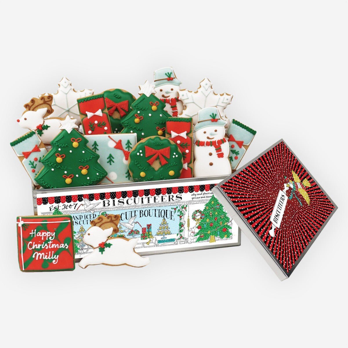 Gingerbread Happy Christmas Luxe Biscuit Tin - Biscuiteers
