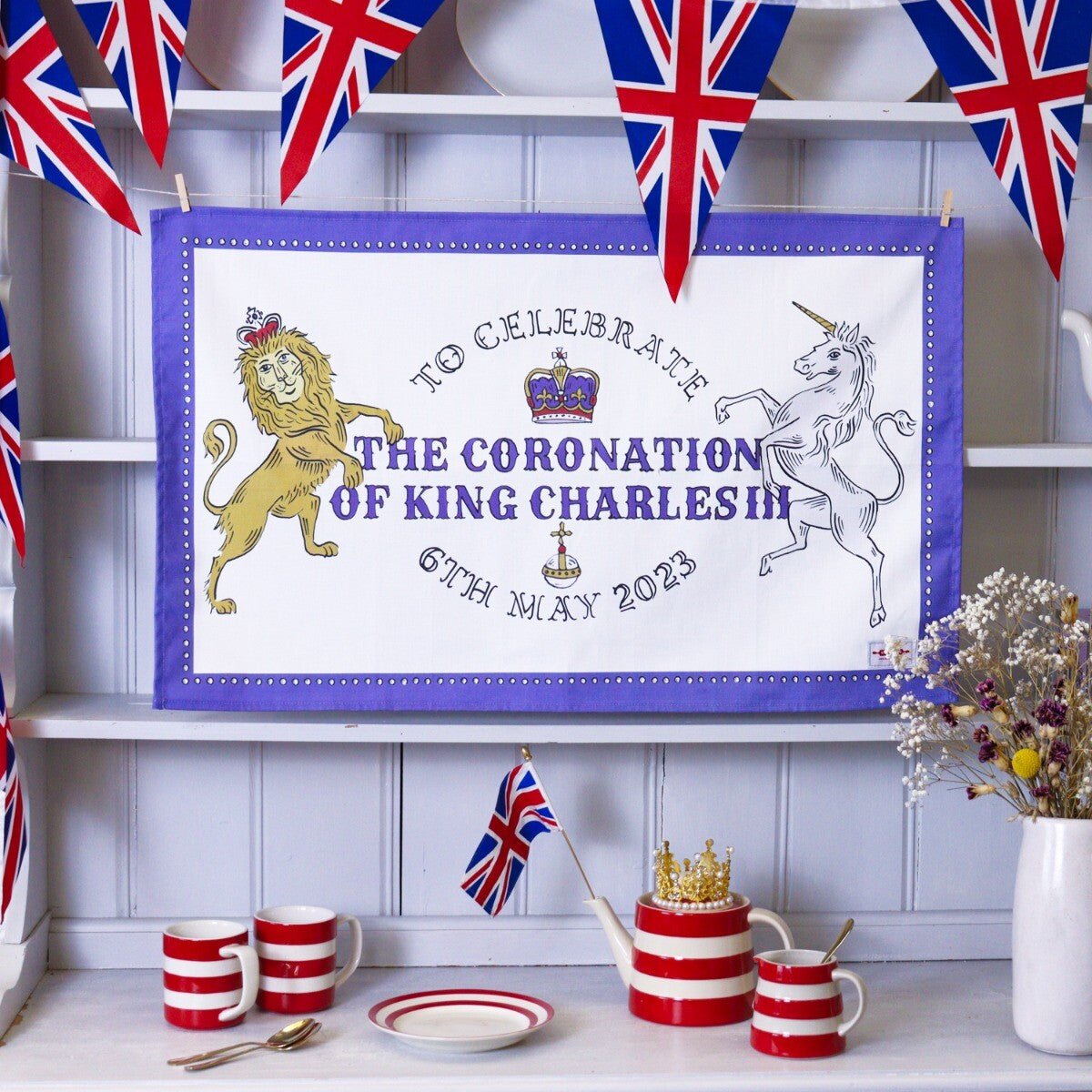 King Charles III Coronation Tea Towel - Biscuiteers