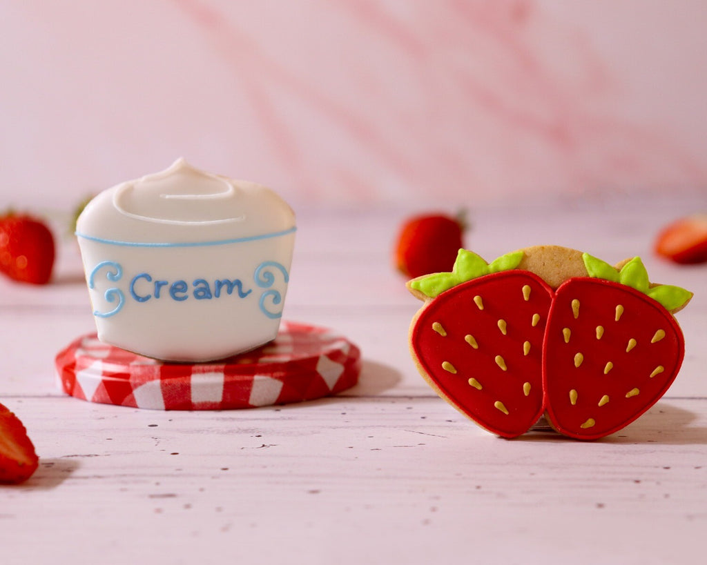 Hand-iced Strawberries and Cream Mini Gift Box, perfect personalised birthday gift, biscuit tin with delightful designs.