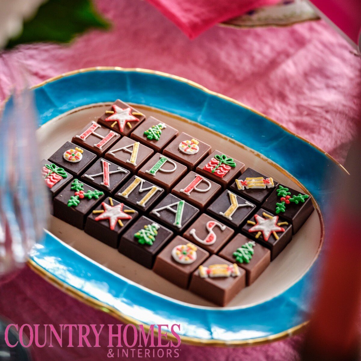 Medium Tin Happy Christmas Chocolates - Biscuiteers