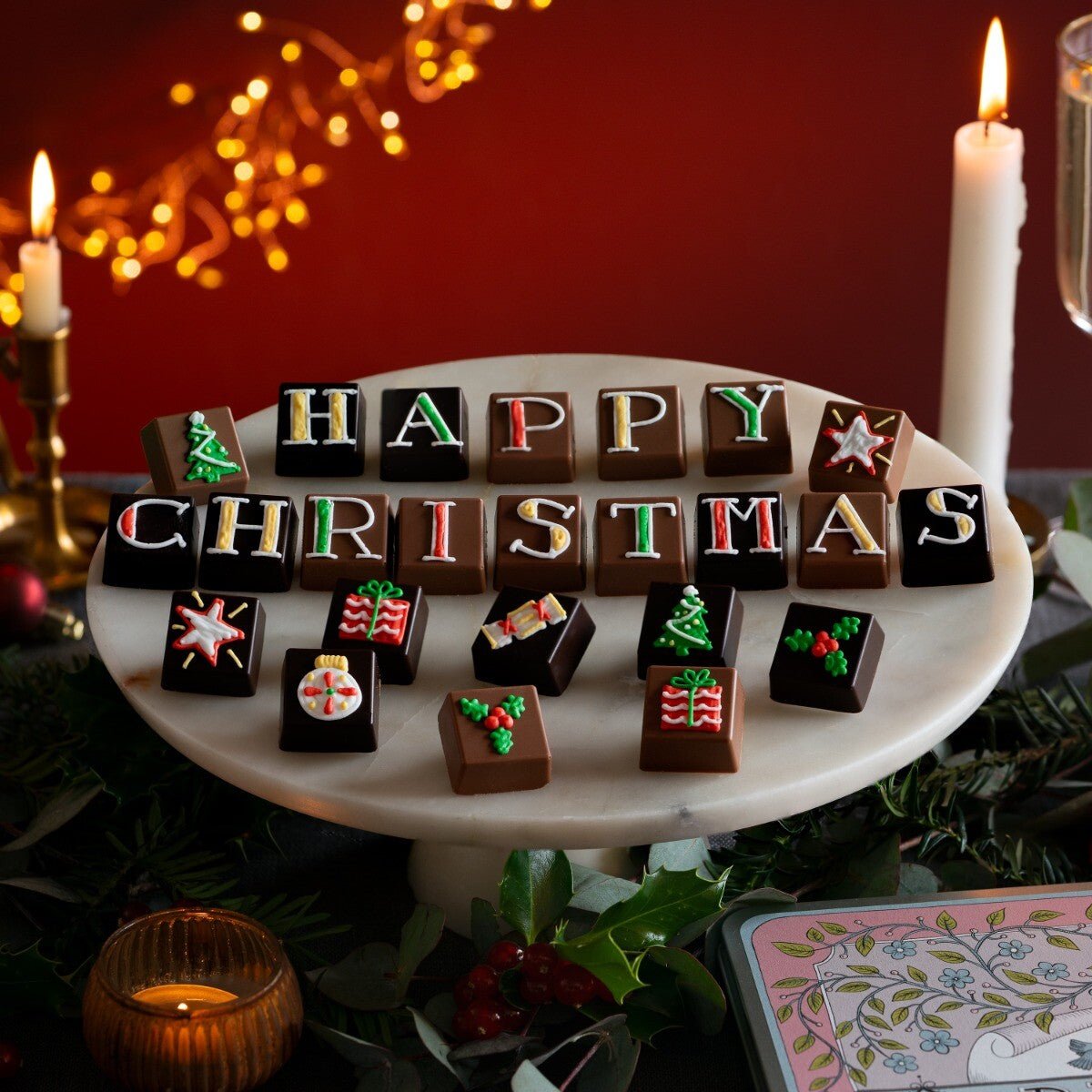 Medium Tin Happy Christmas Chocolates - Biscuiteers