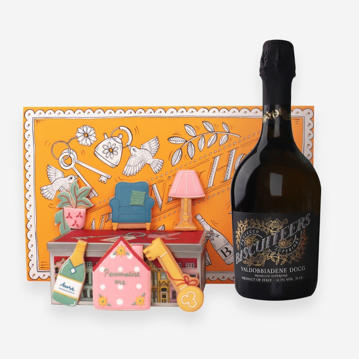 New Home Prosecco Gift Box - Biscuiteers