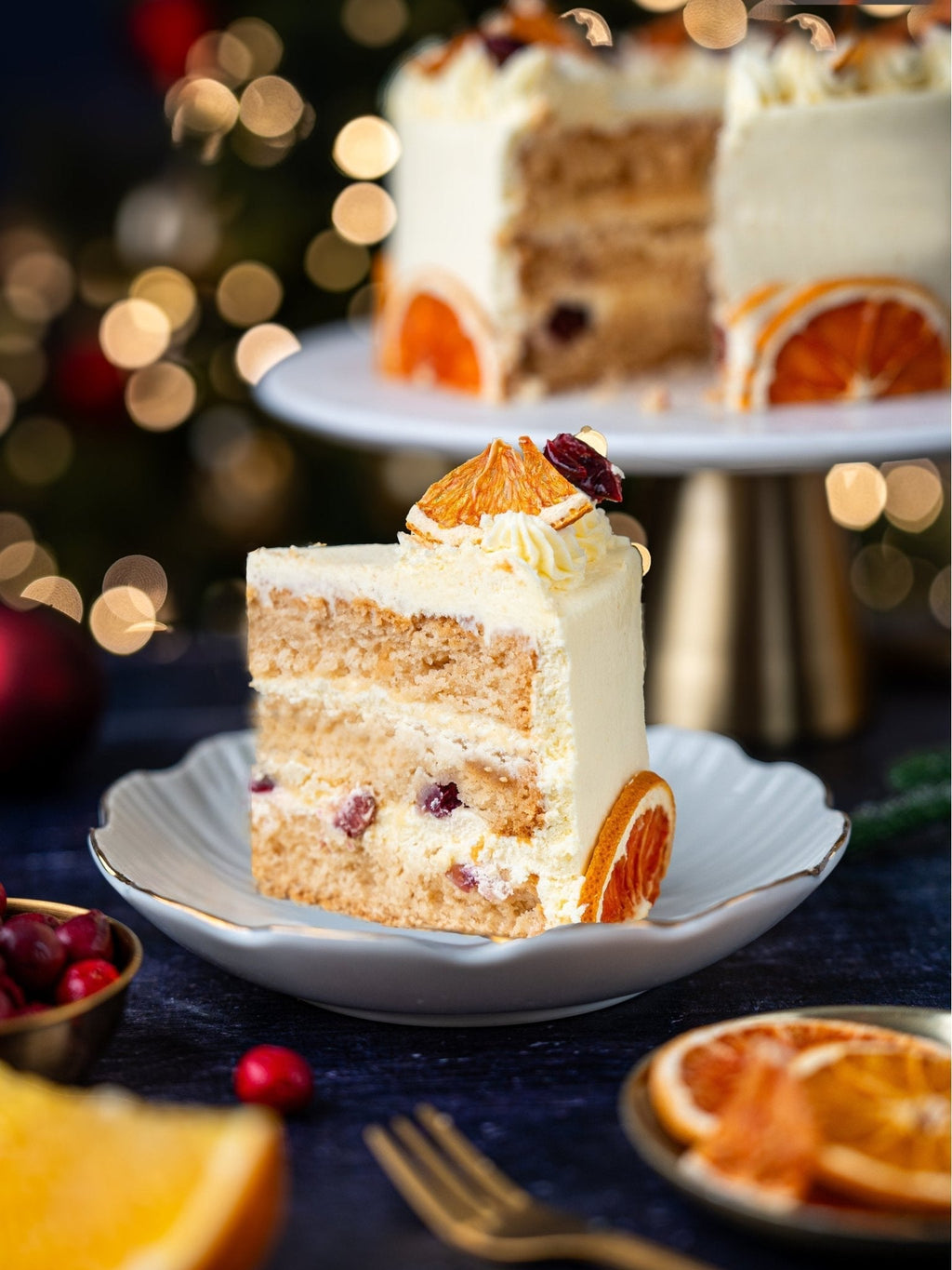 Patisserie Valerie Luxury Clementine & Cranberry Celebration Cake - Biscuiteers