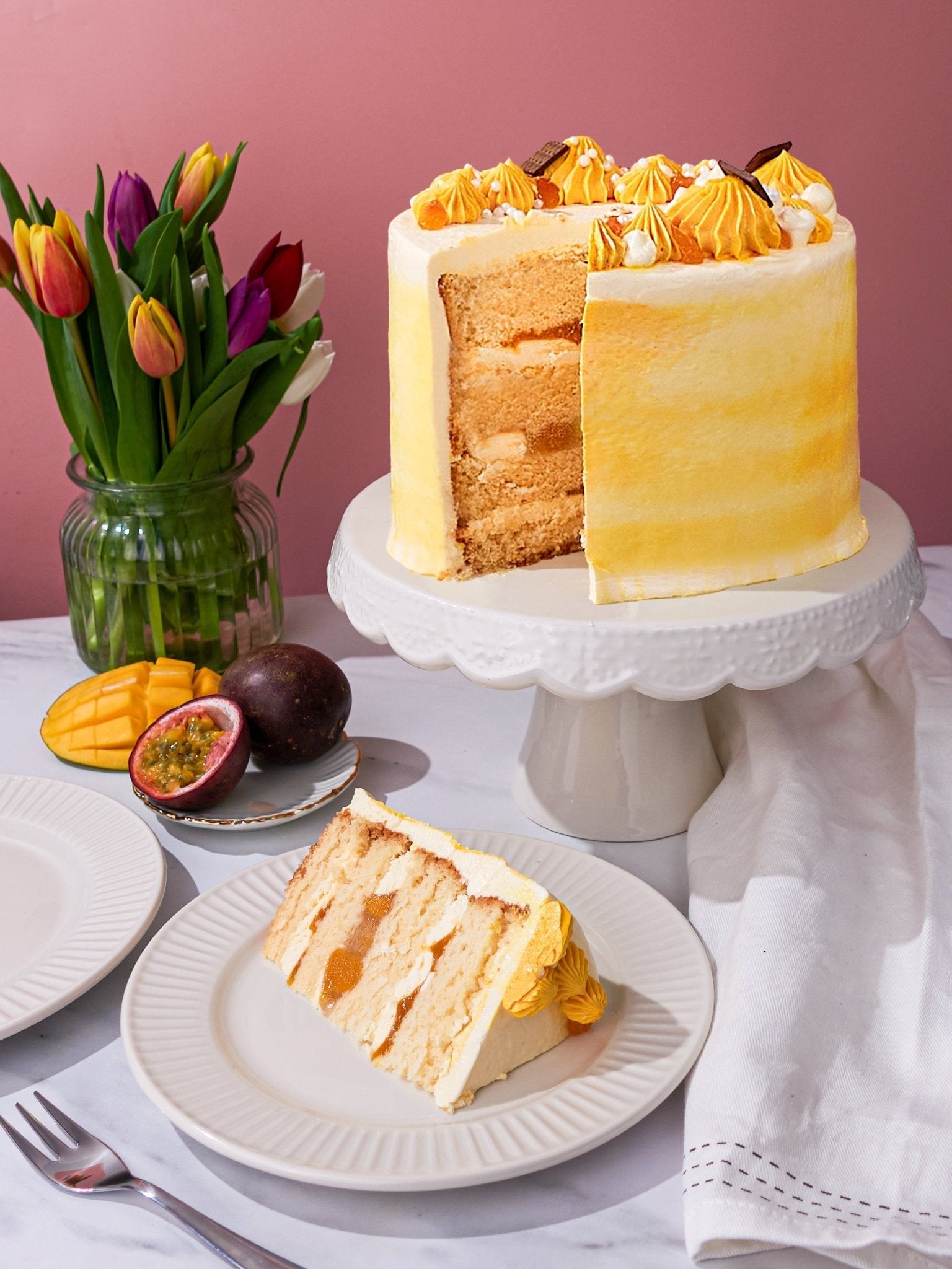 Patisserie Valerie Mango & Passionfruit Cake - Biscuiteers