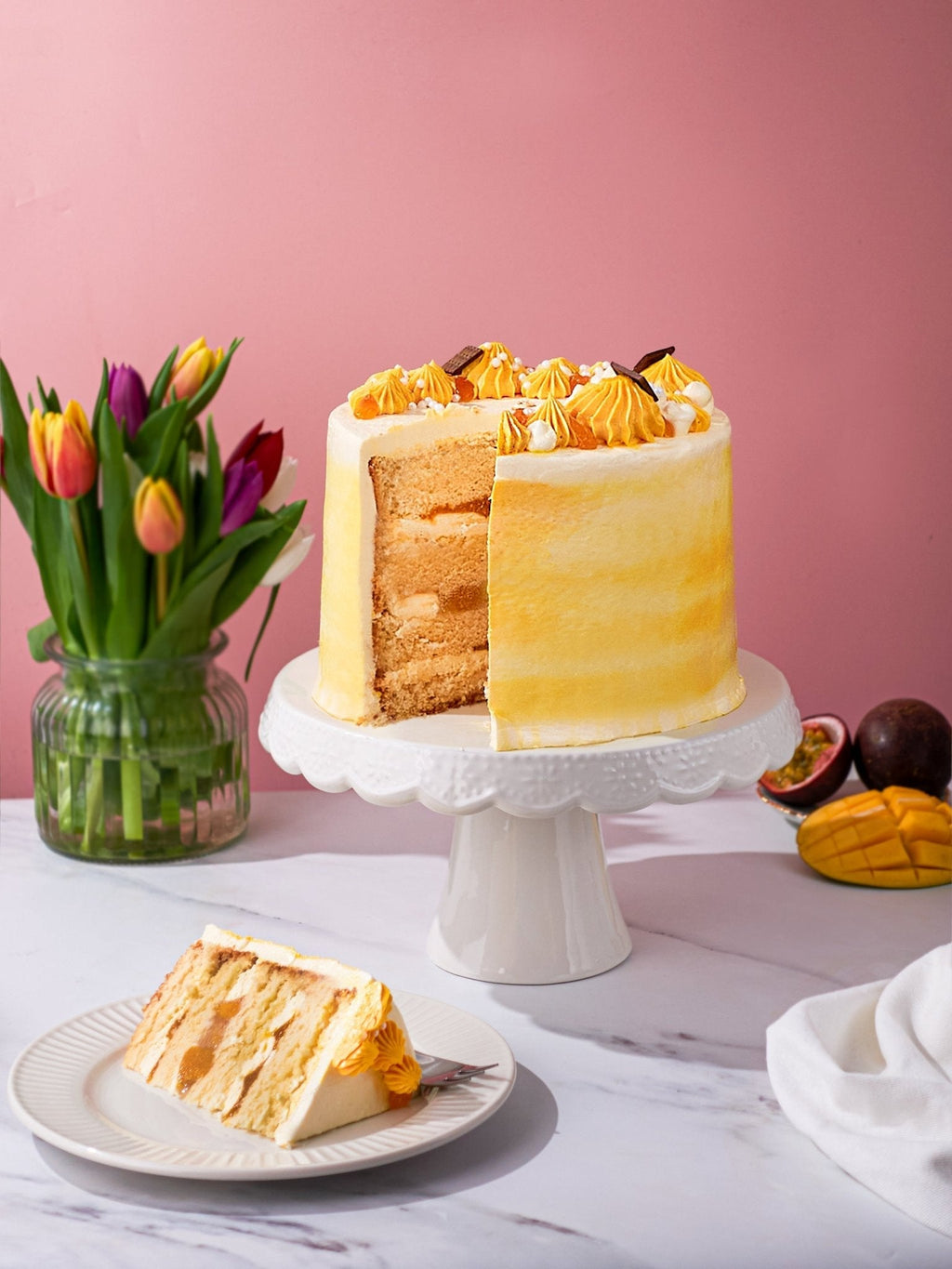Patisserie Valerie Mango & Passionfruit Cake - Biscuiteers