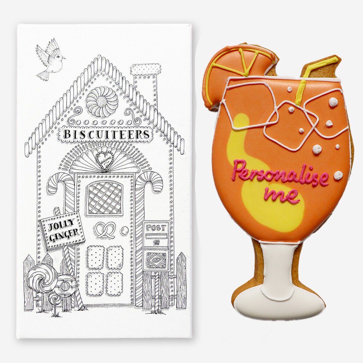 Personalised Aperol Spritz Cocktail Letterbox Biscuit - Biscuiteers