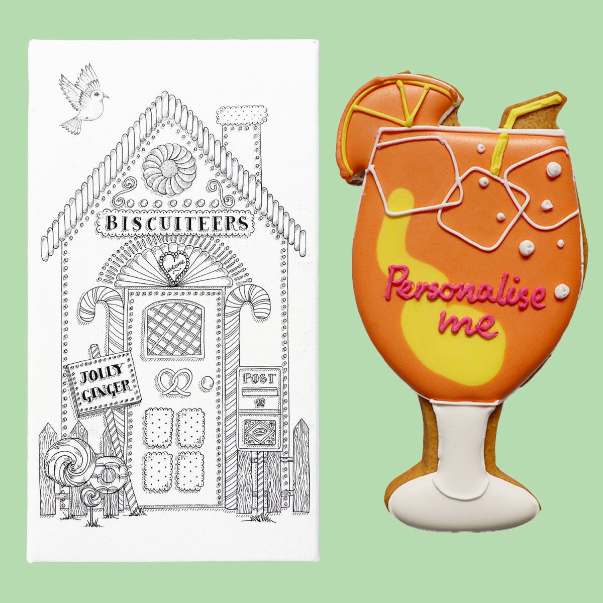 Personalised Aperol Spritz Cocktail Letterbox Biscuit - Biscuiteers