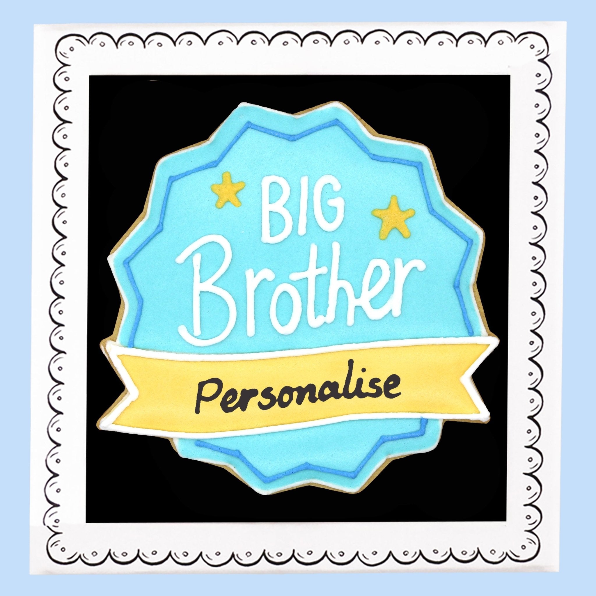 Personalised Big Brother Badge Letterbox Biscuit - Biscuiteers