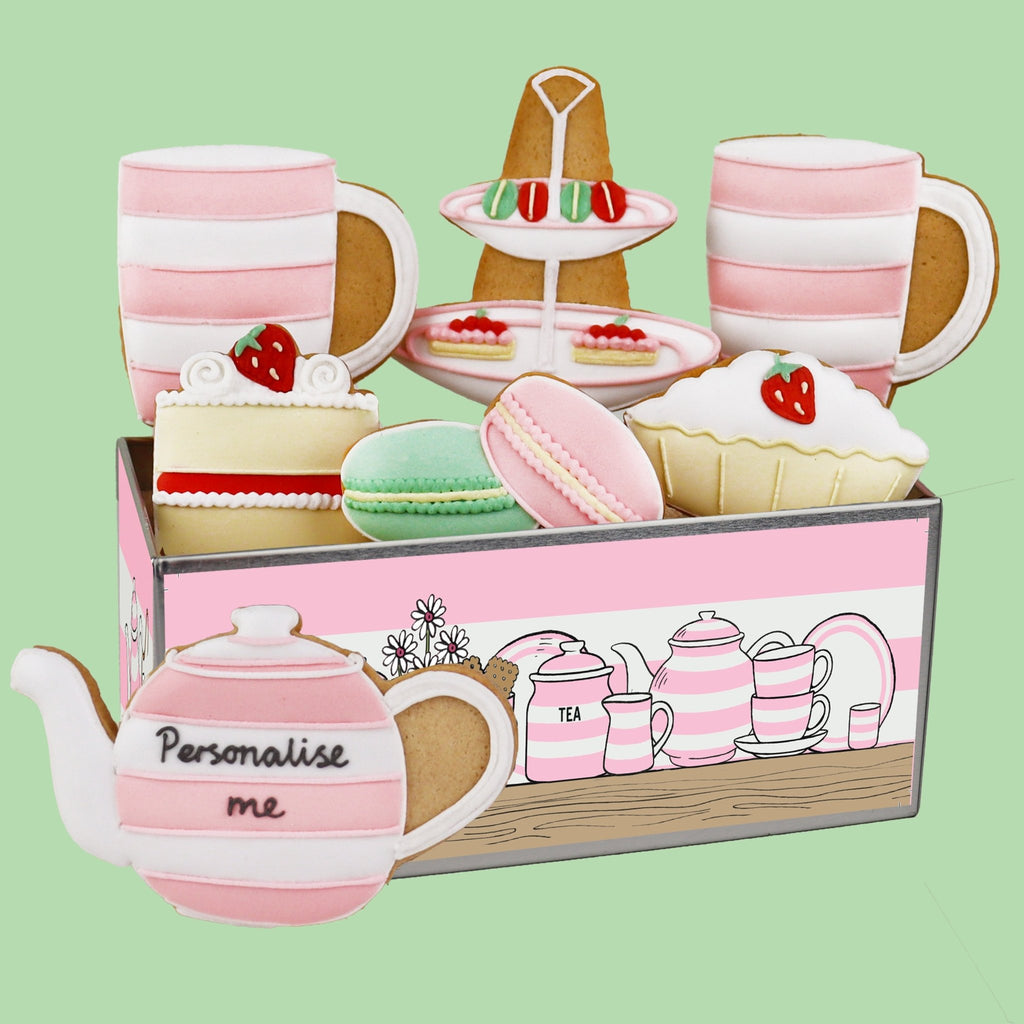 Personalised Biscuiteers x Cornishware Time for Tea Biscuit Tin - Biscuiteers
