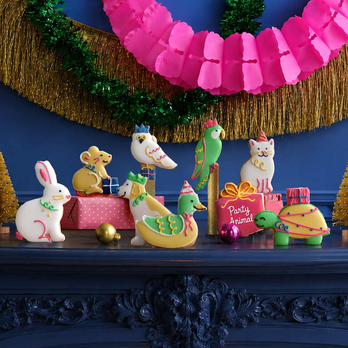 Personalised Christmas Party Animals Biscuit Tin - Biscuiteers