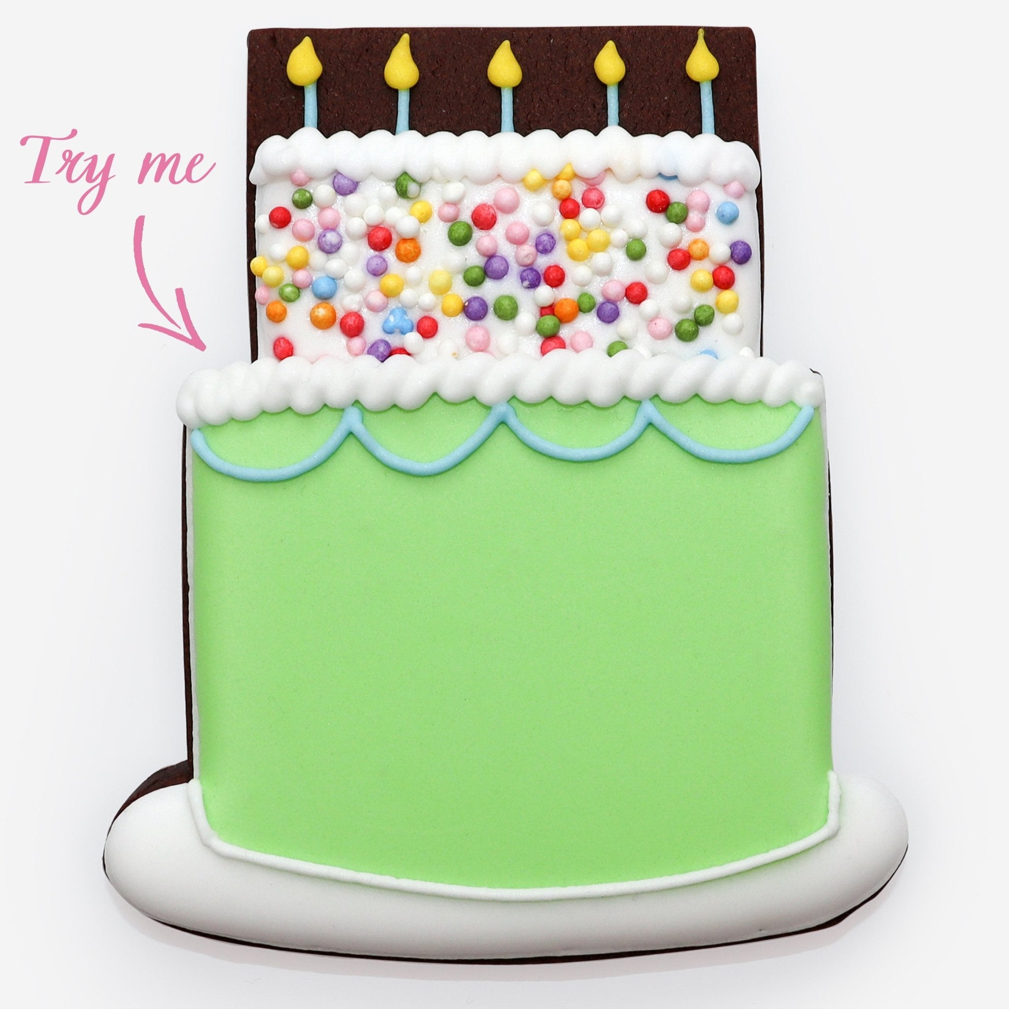 Personalised Green Birthday Cake Letterbox Biscuit - Biscuiteers