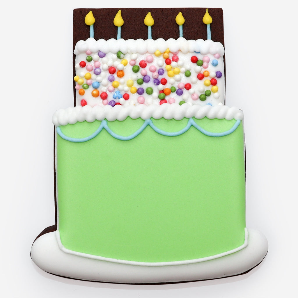 Personalised Green Birthday Cake Letterbox Biscuit - Biscuiteers