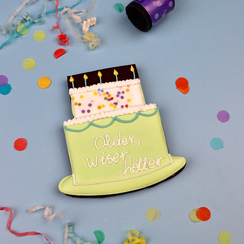 Personalised Green Birthday Cake Letterbox Biscuit - Biscuiteers
