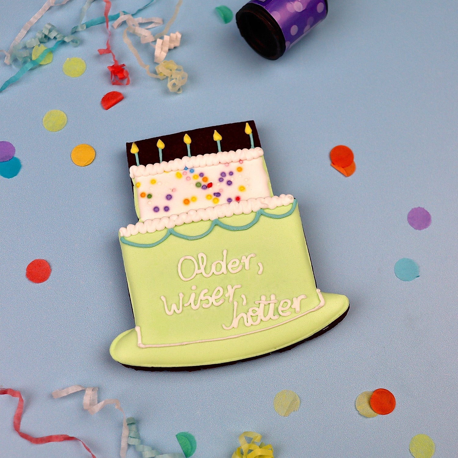 Personalised Green Birthday Cake Letterbox Biscuit - Biscuiteers