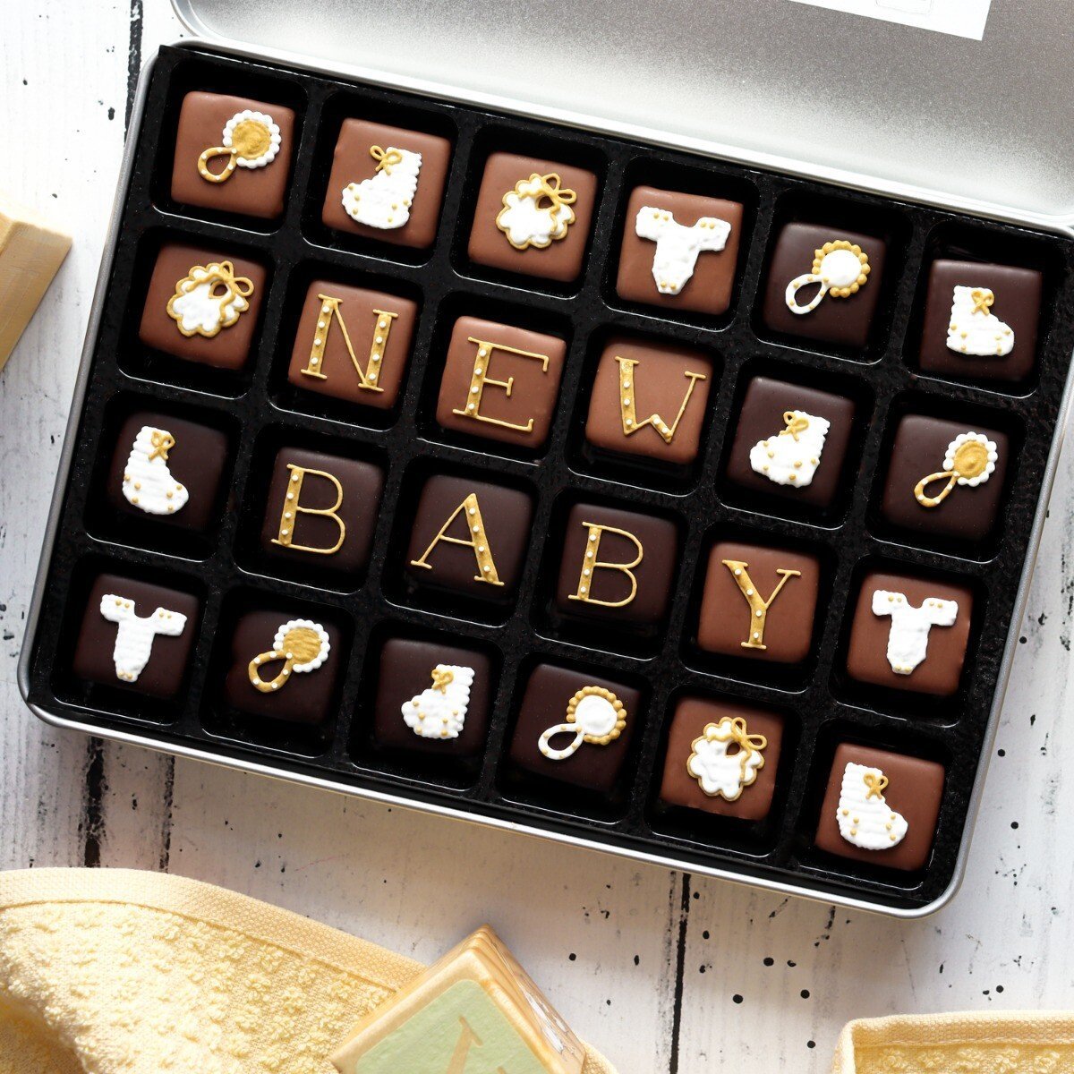 Personalised New Baby Chocolates Medium Tin - Biscuiteers