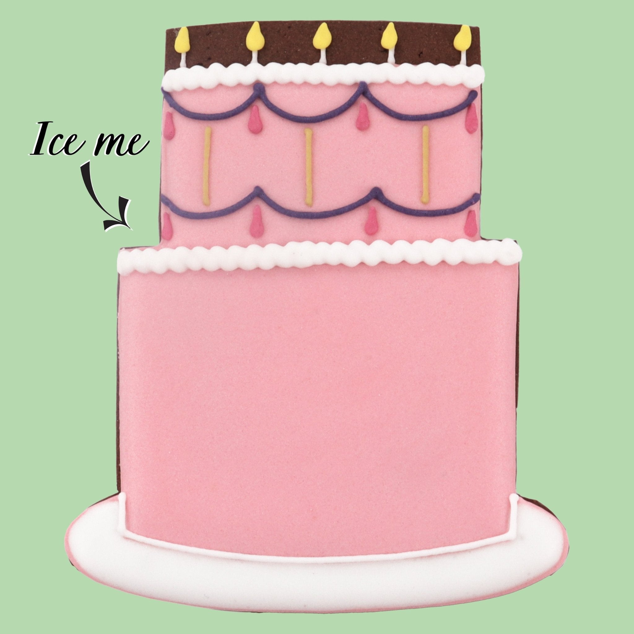 Personalised Pink Birthday Cake Letterbox Biscuit - Biscuiteers