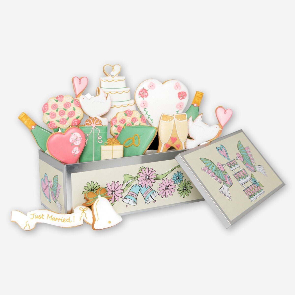 Personalised Wedding Bells Luxe Biscuit Tin - Biscuiteers
