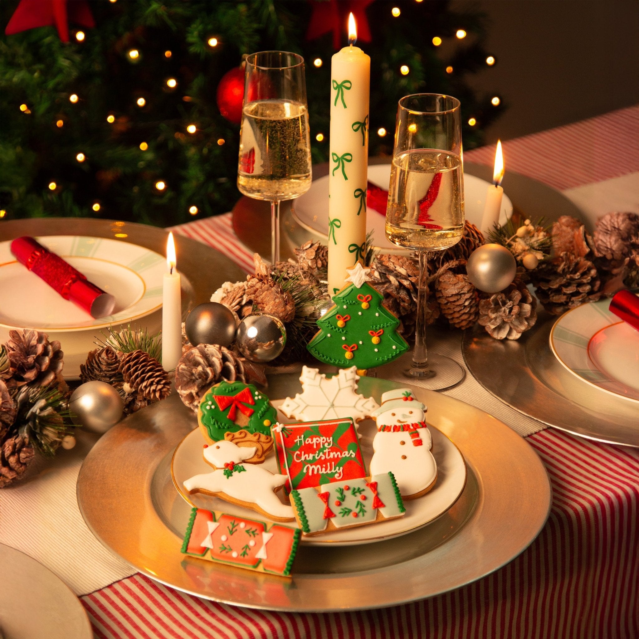 Personalised Without Wheat Merry & Bright Luxe Biscuit Tin - Biscuiteers