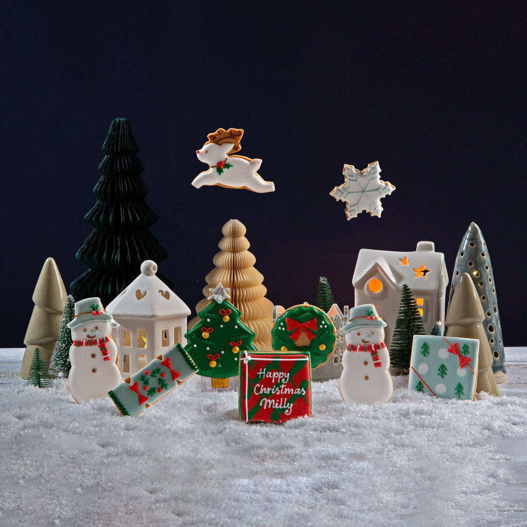 Personalised Without Wheat Merry & Bright Luxe Biscuit Tin - Biscuiteers