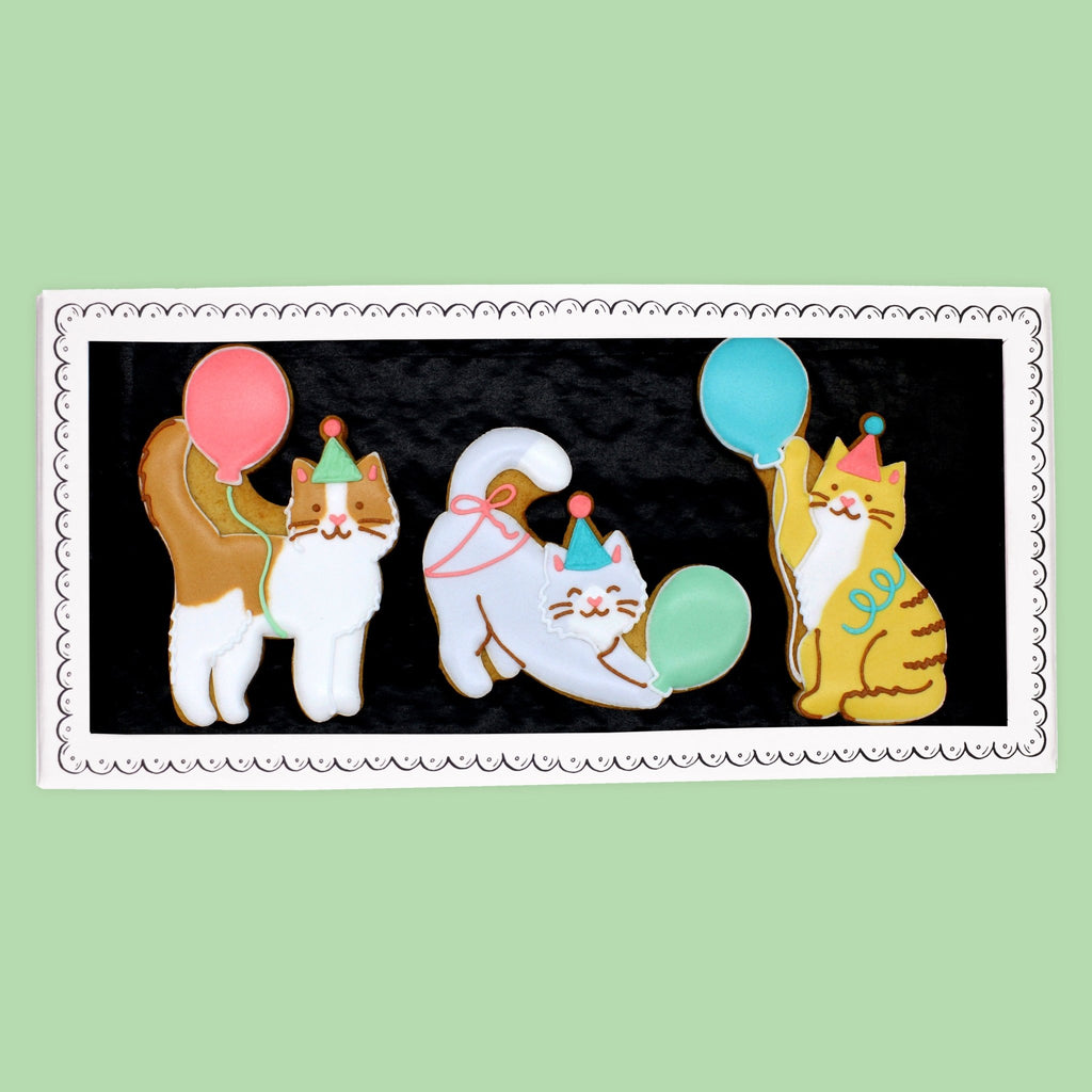 Purrfect Party Cats Letterbox Biscuits - Biscuiteers