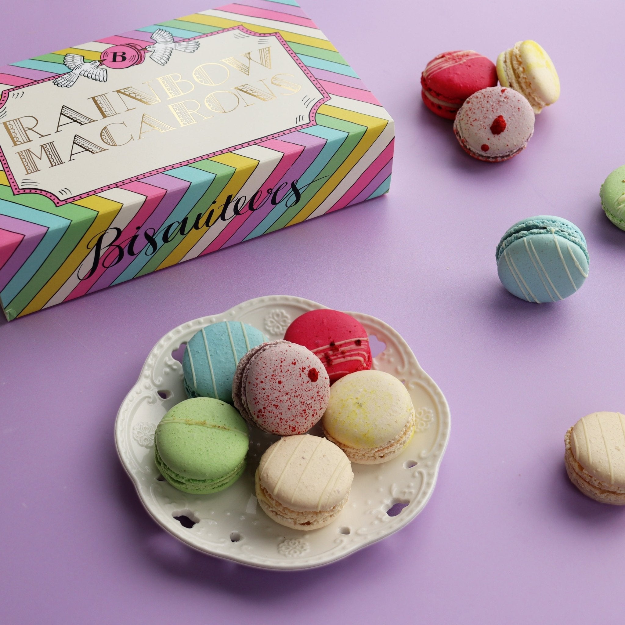 Rainbow Macarons Gift Box - Biscuiteers
