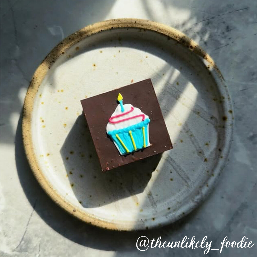 Violet Biscuiteers 4 hand-iced biscuits, perfect personalised birthday gift in a decorative biscuit tin.