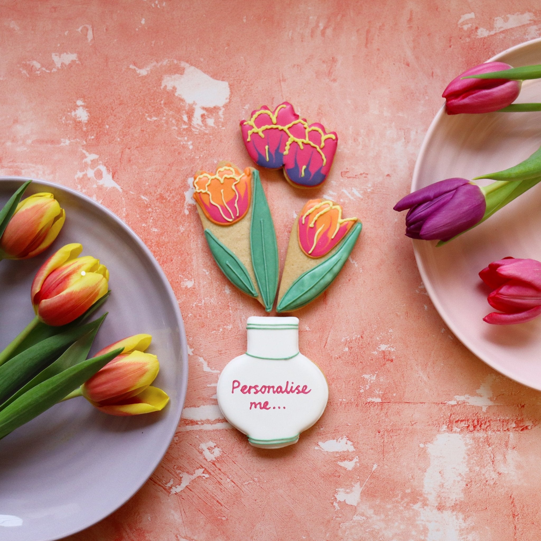 Tulips And Candle Gift Box - Biscuiteers
