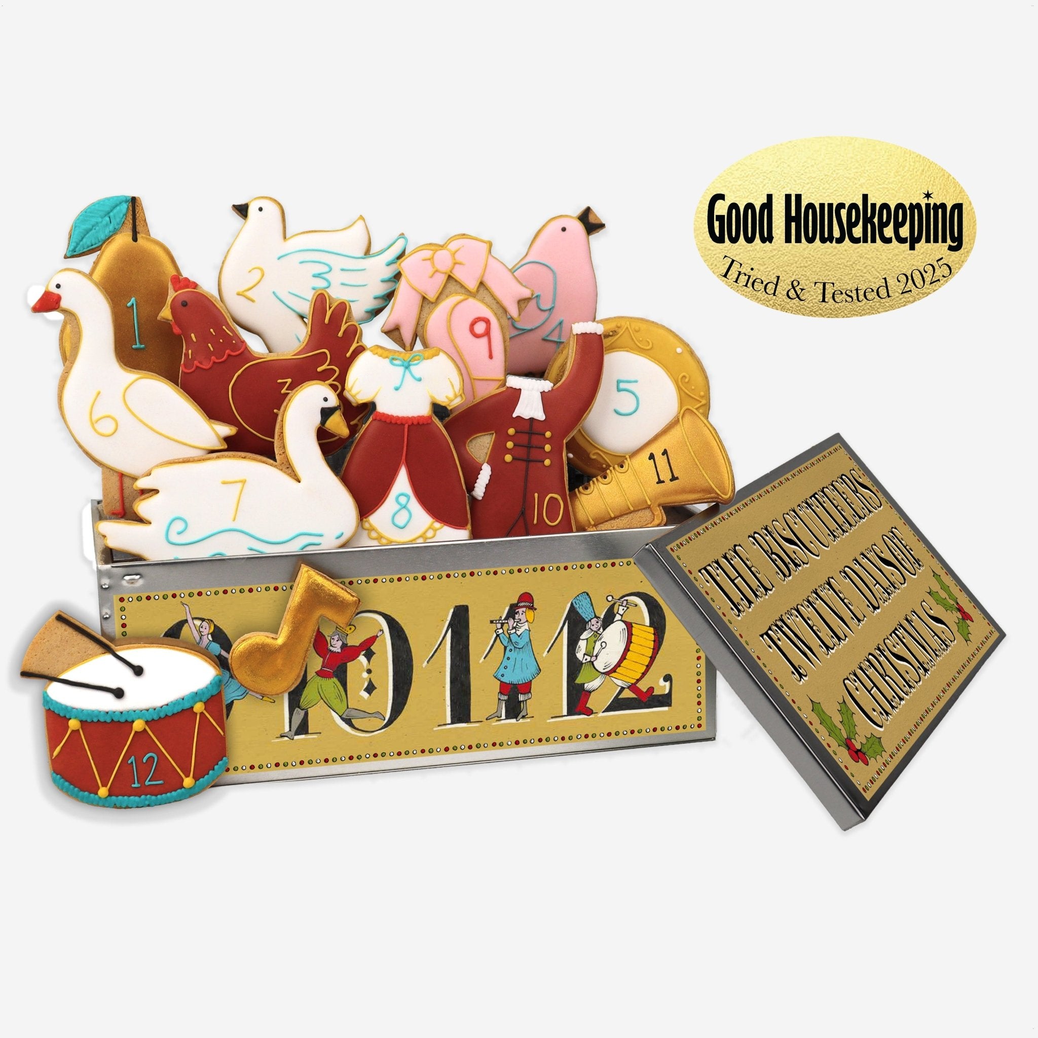 Twelve Days Of Christmas Luxe Biscuit Tin - Biscuiteers