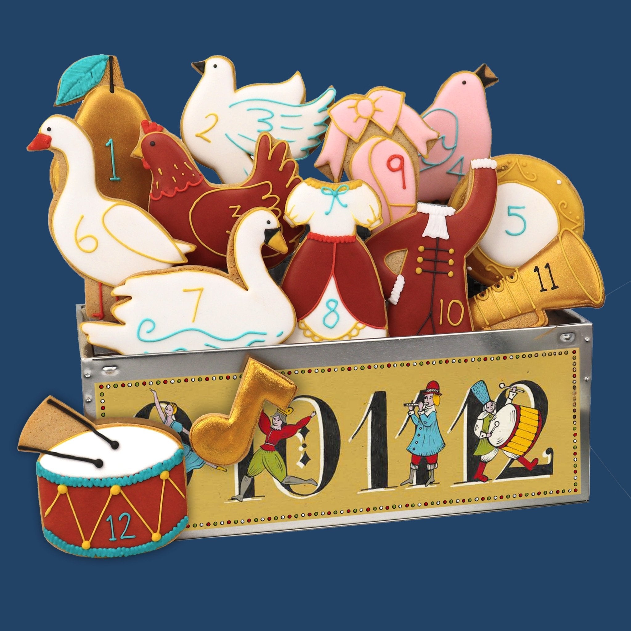 Twelve Days Of Christmas Luxe Biscuit Tin - Biscuiteers