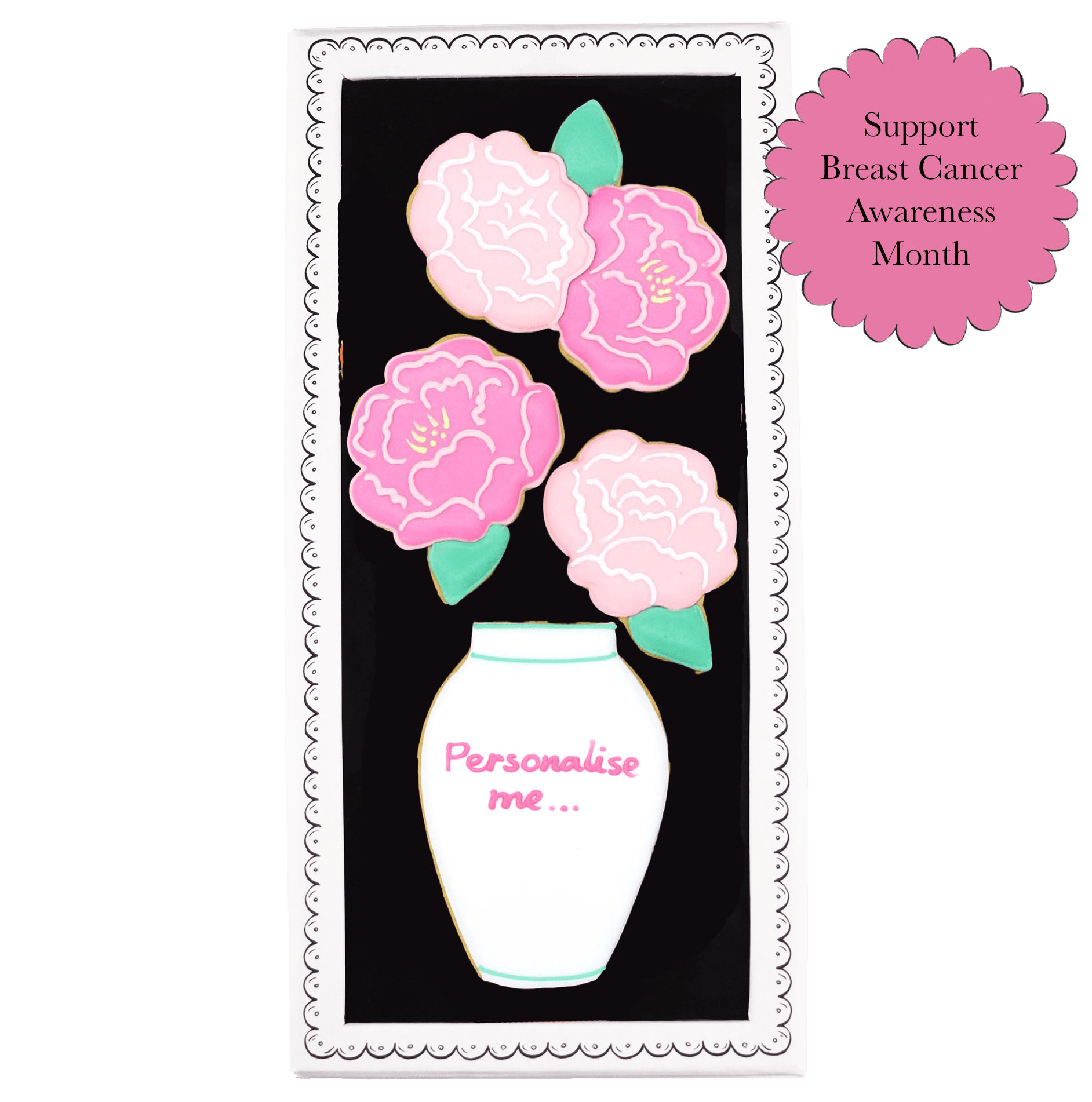 Vase Of Peonies Letterbox Biscuits - Biscuiteers