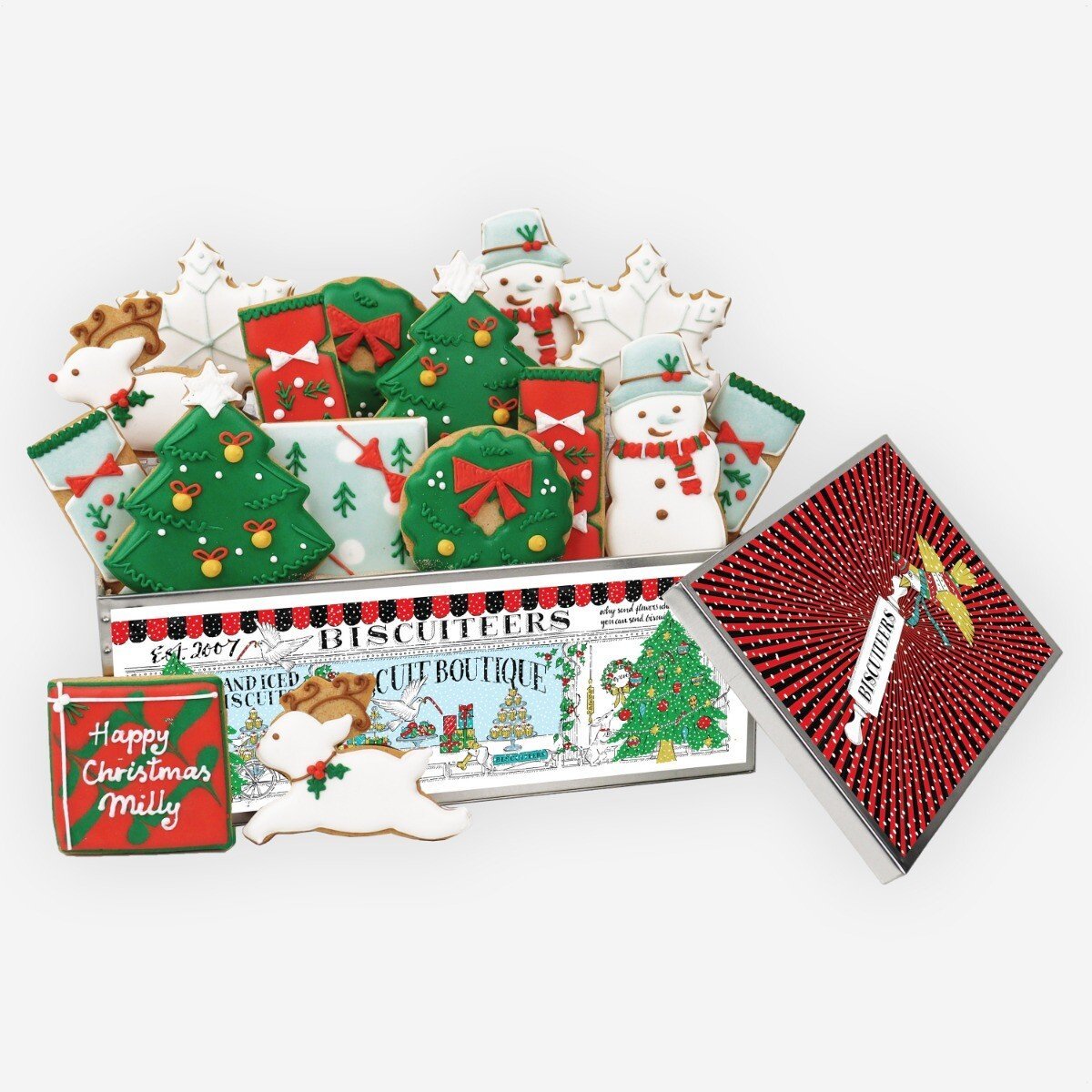 Without Wheat Merry & Bright Luxe Biscuit Tin - Biscuiteers
