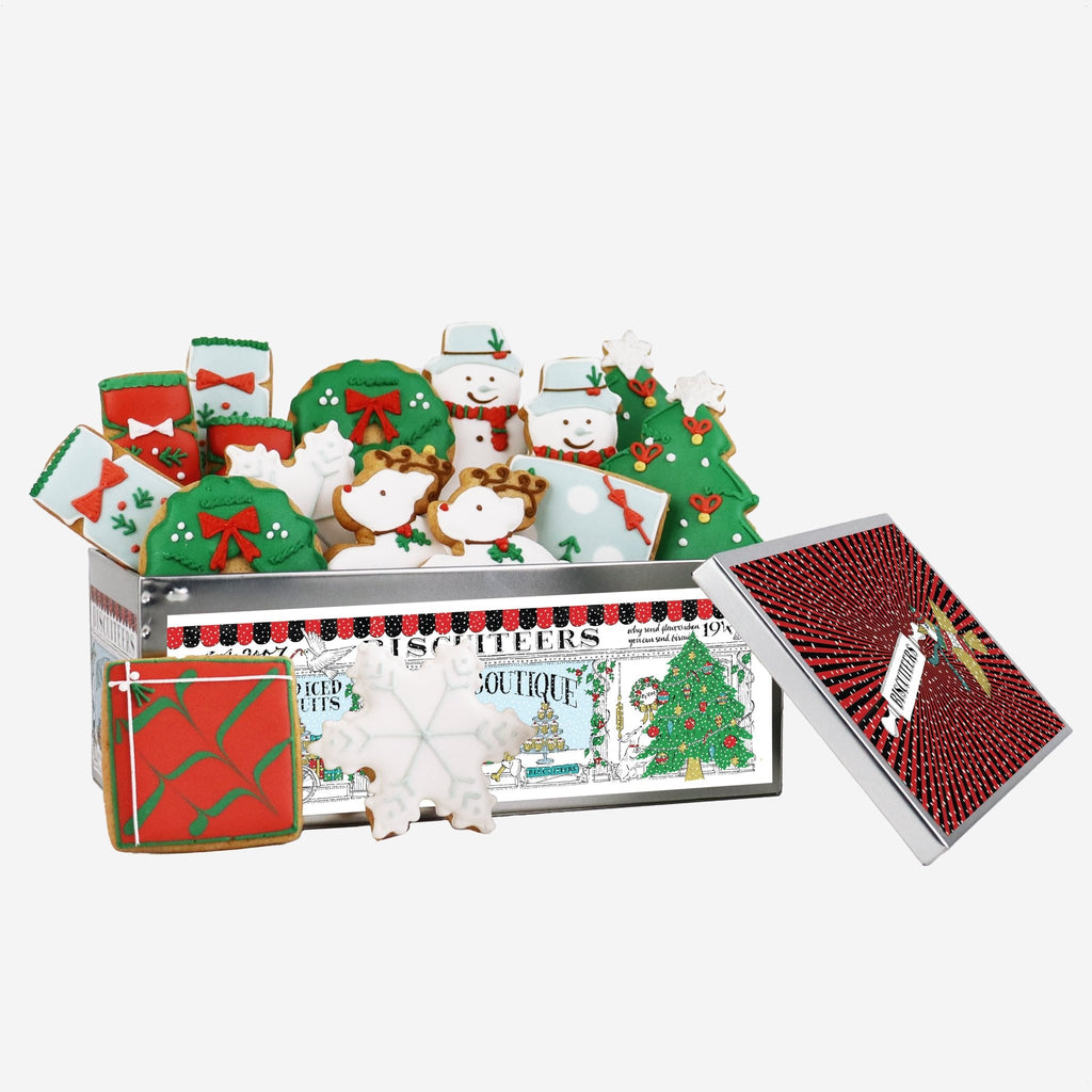Without Wheat Merry & Bright Luxe Biscuit Tin - Biscuiteers