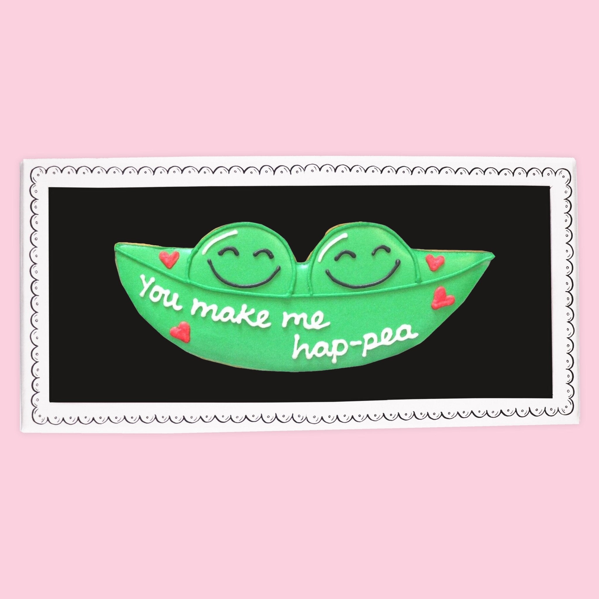 You Make Me Hap - pea Letterbox Biscuit - Biscuiteers