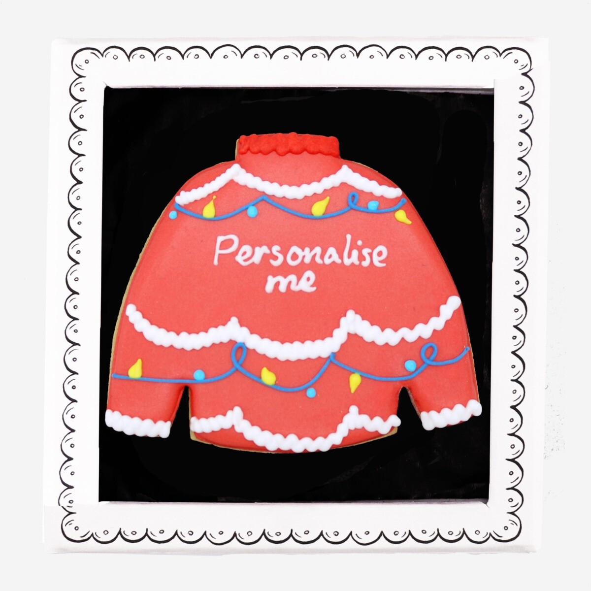 Personalised Christmas Jumper letterbox biscuit